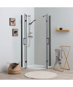 BOX DOCCIA "STELLA" SEMICIRCOLARE ALLUMINIO NERO, 80X80X190 CM